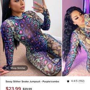 Brand new sheer snake print jumpsuit L